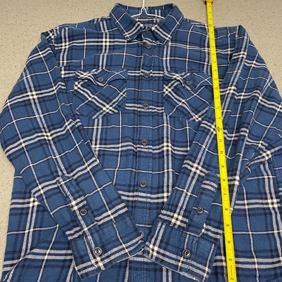 Boys Blue Plaid Flannel Button Up Long Sleeve Shirt Size: XL 100% Cotton - Picture 4 of 6